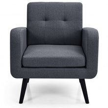 Load image into Gallery viewer, Modern Upholstered Comfy Accent Chair Single Sofa with Rubber Wood Legs-Gray
