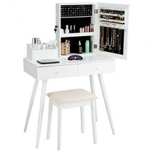 Load image into Gallery viewer, Vanity Dressing Table Set Lockable Jewelry Cabinet with Mirror-White
