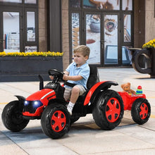 Load image into Gallery viewer, 2 in 1 Electric 12V Kids Ride on Car Tractor w/Remote Control LED Light Horn-Red
