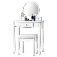 Load image into Gallery viewer, Vanity Set with Large Round Mirror and 3 Drawers
