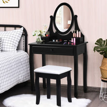 Load image into Gallery viewer, Vanity Wooden Makeup Dressing Table Stool Set -Black
