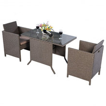 Load image into Gallery viewer, 3 pcs Cushioned Outdoor Rattan Wicker Table and Chair
