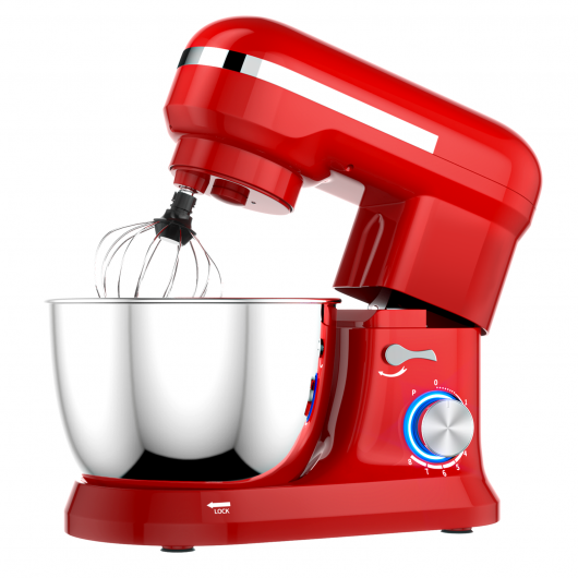 4.8 Qt 8-speed Electric Food Mixer with Dough Hook Beater-Red