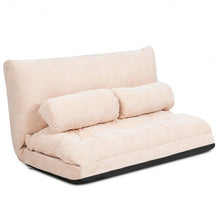 Load image into Gallery viewer, 6-Position Adjustable Sleeper Lounge Couch with 2 Pillows-Beige
