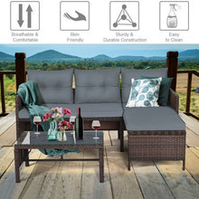 Load image into Gallery viewer, 3 Piece Patio Wicker Rattan Sofa Set-Gray
