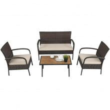 Load image into Gallery viewer, 4Pcs Patio Rattan Outdoor Conversation Set with Cushions

