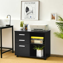 Load image into Gallery viewer, 3-Drawer Mobile Lateral File Cabinet Printer Stand-Black
