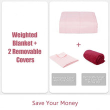 Load image into Gallery viewer, 25 lbs Heavy Weighted Blanket 3 Pcs Set with Hot and Cold Duvet Covers-Pink
