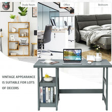 Load image into Gallery viewer, Trestle Computer Desk Home Office Workstation with Removable Shelves-Gray
