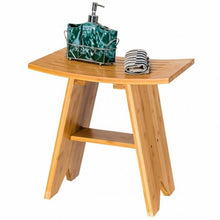 Load image into Gallery viewer, 18&quot; Bamboo Shower Stool Bench with Shelf
