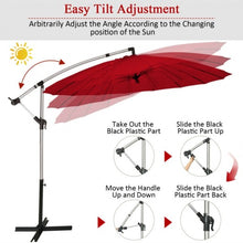 Load image into Gallery viewer, 10 Foot Patio Offset Umbrella Market Hanging Umbrella for Backyard Poolside Lawn Garden-Burgundy
