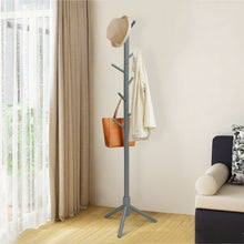 Load image into Gallery viewer, 2 Heights Wooden Coat Rack with 8 Hooks-Gray
