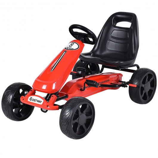 Outdoor Kids 4 Wheel Pedal Powered Riding Kart Car-Red