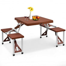 Load image into Gallery viewer, Outdoor Foldable Aluminum Picnic Table with Bench Seats
