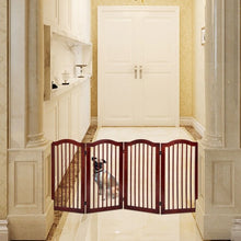 Load image into Gallery viewer, 4 Panels Folding Freestanding Wood Pet Dog Safety Gate-36&quot;
