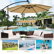 Load image into Gallery viewer, 10 Ft Solar LED Offset Umbrella with 40 Lights and Cross Base for Patio-Beige
