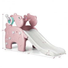 Load image into Gallery viewer, 3in1 Toddler Climber Slide Set w/Toss Toy &amp; Basketball Hoop Indoor &amp;Outdoor-Pink
