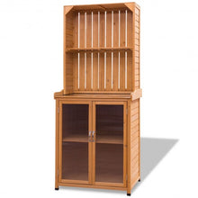 Load image into Gallery viewer, Wooden Potting Bench Outdoor Storage Cabinet
