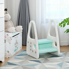 Load image into Gallery viewer, Kids Step Stool Learning Helper w/Armrest for Kitchen Toilet Potty Training-Blue
