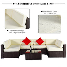 Load image into Gallery viewer, 7 pcs Rattan Cushioned Sofa and Table Set
