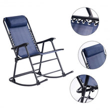 Load image into Gallery viewer, Outdoor Patio Headrest Folding Zero Gravity Rocking Chair-Blue
