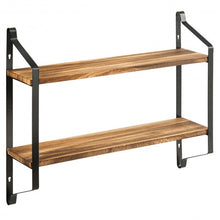 Load image into Gallery viewer, Wooden Wall-Mounted 2-Tier Floating Shelves
