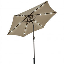 Load image into Gallery viewer, 9&#39; Solar LED Lighted Patio Market Umbrella Tilt Adjustment Crank Lift -Tan
