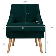 Load image into Gallery viewer, Velvet Upholstered Accent Chair with Rubber Wood Legs-Green
