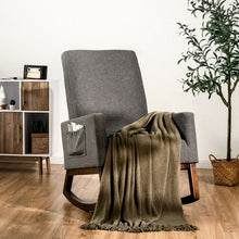 Load image into Gallery viewer, Rocking High Back Upholstered Lounge Armchair with Side Pocket-Gray
