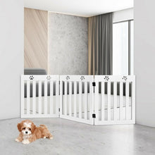 Load image into Gallery viewer, 24&quot; Folding Wooden Freestanding Dog Gate with 360° Flexible Hinge for Pet-White
