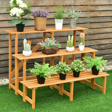 Load image into Gallery viewer, 3-Tier Wide Wood Flower Pot Step Ladder Plant Stand
