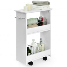 Load image into Gallery viewer, Slim Rolling 3-Tier Bathroom  Mobile Shelving Cabinet wih Handle
