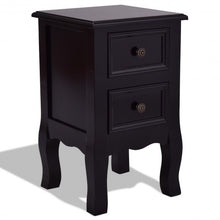 Load image into Gallery viewer, Wood Accent End Nightstand w/ 2 Storage Drawers-Black

