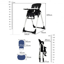 Load image into Gallery viewer, Foldable High chair with Multiple Adjustable Backrest-Black
