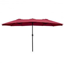 Load image into Gallery viewer, 15&#39; Twin Patio Umbrella Double-Sided Outdoor Market Umbrella without Base -Wine
