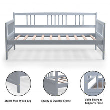 Load image into Gallery viewer, Twin Size Wooden Slats Daybed Bed with Rails-Gray
