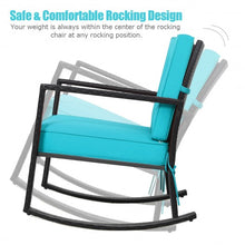 Load image into Gallery viewer, Patio Rattan Rocker Outdoor Glider Rocking Chair Cushion Lawn-Turquoise
