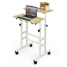 Load image into Gallery viewer, Height Adjustable Mobile Standing Desk with rolling wheels for office and home-Natural
