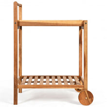 Load image into Gallery viewer, 2-Tier Acacia Rolling Kitchen Trolley Cart
