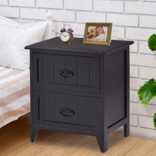 Load image into Gallery viewer, Nightstand End Side Table 2 Drawers Storage Wood Bedroom-Black
