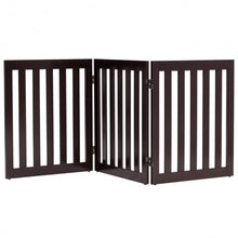 Load image into Gallery viewer, 24&#39;&#39; Folding Standing 3 Panels Wood Pet Fence-Brown
