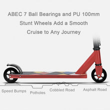 Load image into Gallery viewer, Lightweight Aluminum Freestyle Stunt Kick Scooter 2 Wheels Adults Teenagers Red
