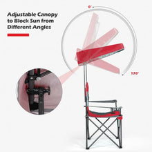Load image into Gallery viewer, Portable Folding Camping Canopy Chair with Cup Holder Cooler -Red
