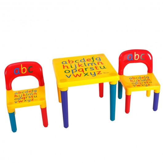 Letter Kids Table & Chairs Play Set Toddler Child Toy