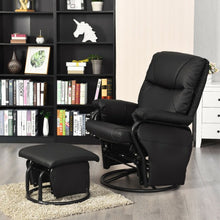 Load image into Gallery viewer, Glider Recliner with Ottoman and Remote Control-Black
