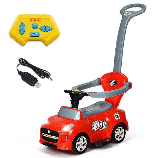 Kids Electric Ride On Car And Push Car Stroller -Red