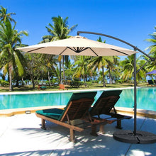 Load image into Gallery viewer, 10FT Offset Umbrella with 8 Ribs Cantilever and Cross Base Tilt Adjustment-Beige
