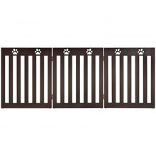 Load image into Gallery viewer, 24&quot; Folding Wooden Freestanding Dog Gate w/360° Flexible Hinge for Pet-Espresso

