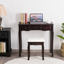 Load image into Gallery viewer, Vanity Set with Removable Makeup Organizer and Comfortable Cushioned Stools-Brown
