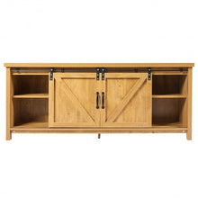 Load image into Gallery viewer, TV Stand with Cabinet Sliding Barn Door -Golden
